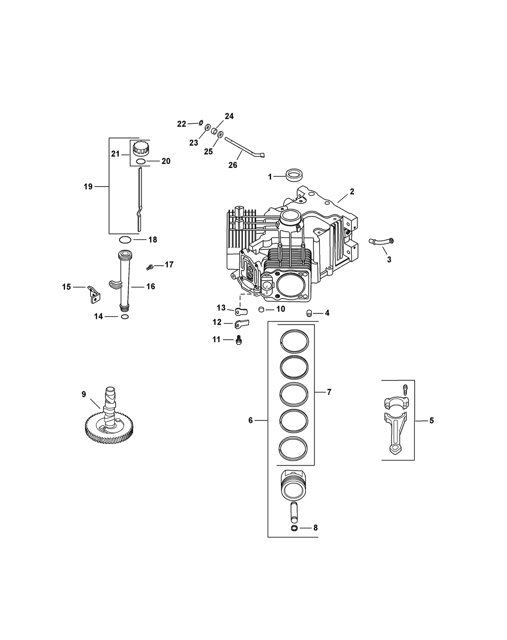 Kohler Cv680-3027 Crankcase Diagram and Parts List for Z-FORCES54-KH 53AH5FJC050-23HP Cub Cadet Lawn Tractor